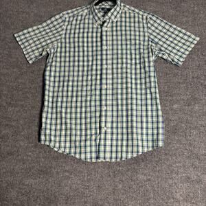 George Plaid Shirt Men’s L Green Blue Short Sleeve Button Casual fit
